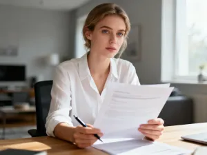 Kierowca sprawdzający statystyki zużycia paliwa na cyfrowym wyświetlaczu samochodu podczas jazdy autostradą.